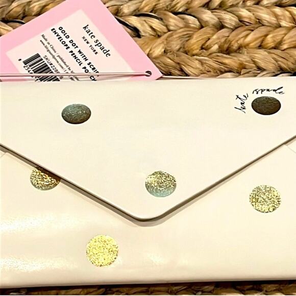 Kate Spade NWT Gold Dot with Script Envelope Pencil Pouch - Picture 4 of 7